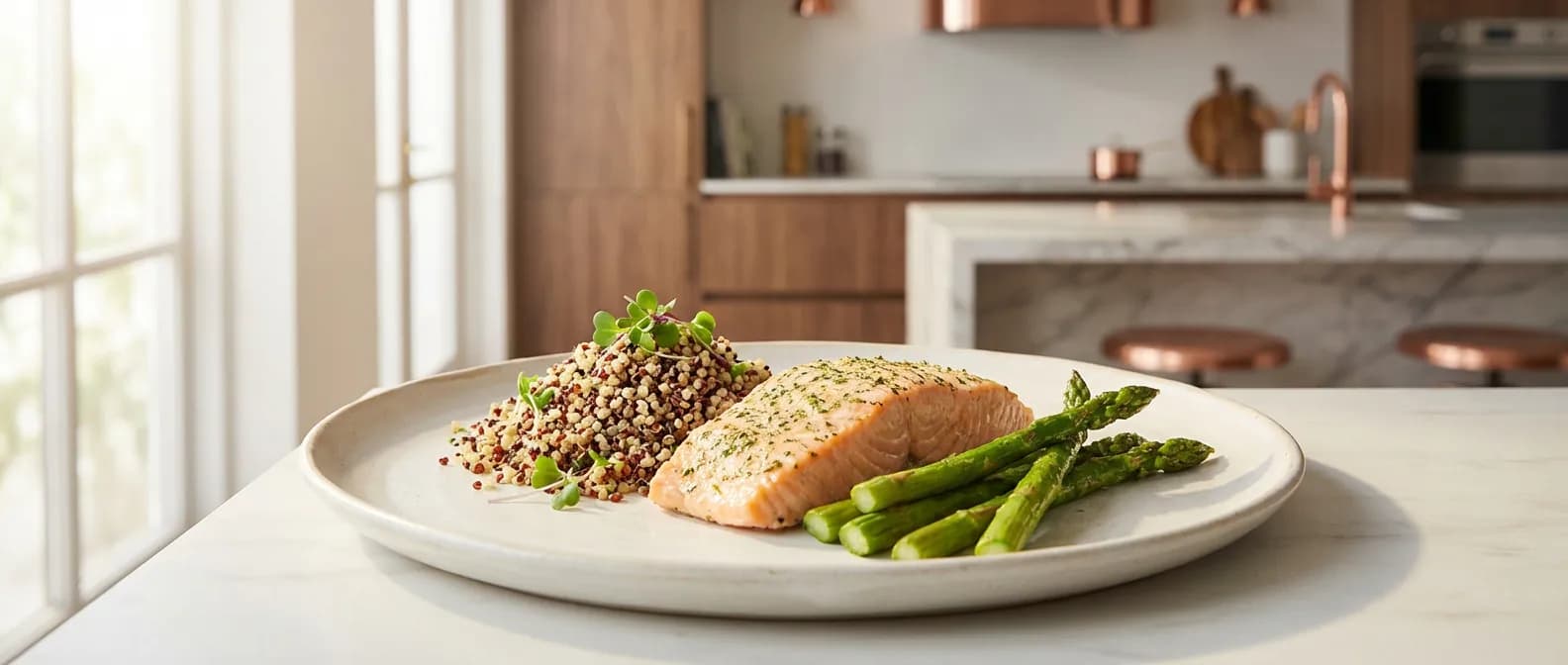 Plat Weight Watchers élégant et équilibré avec saumon et quinoa