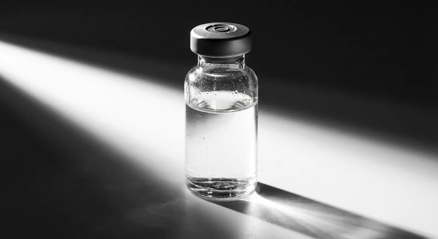 Gros plan minimaliste d'un flacon de médicament Diprostene sur fond blanc.