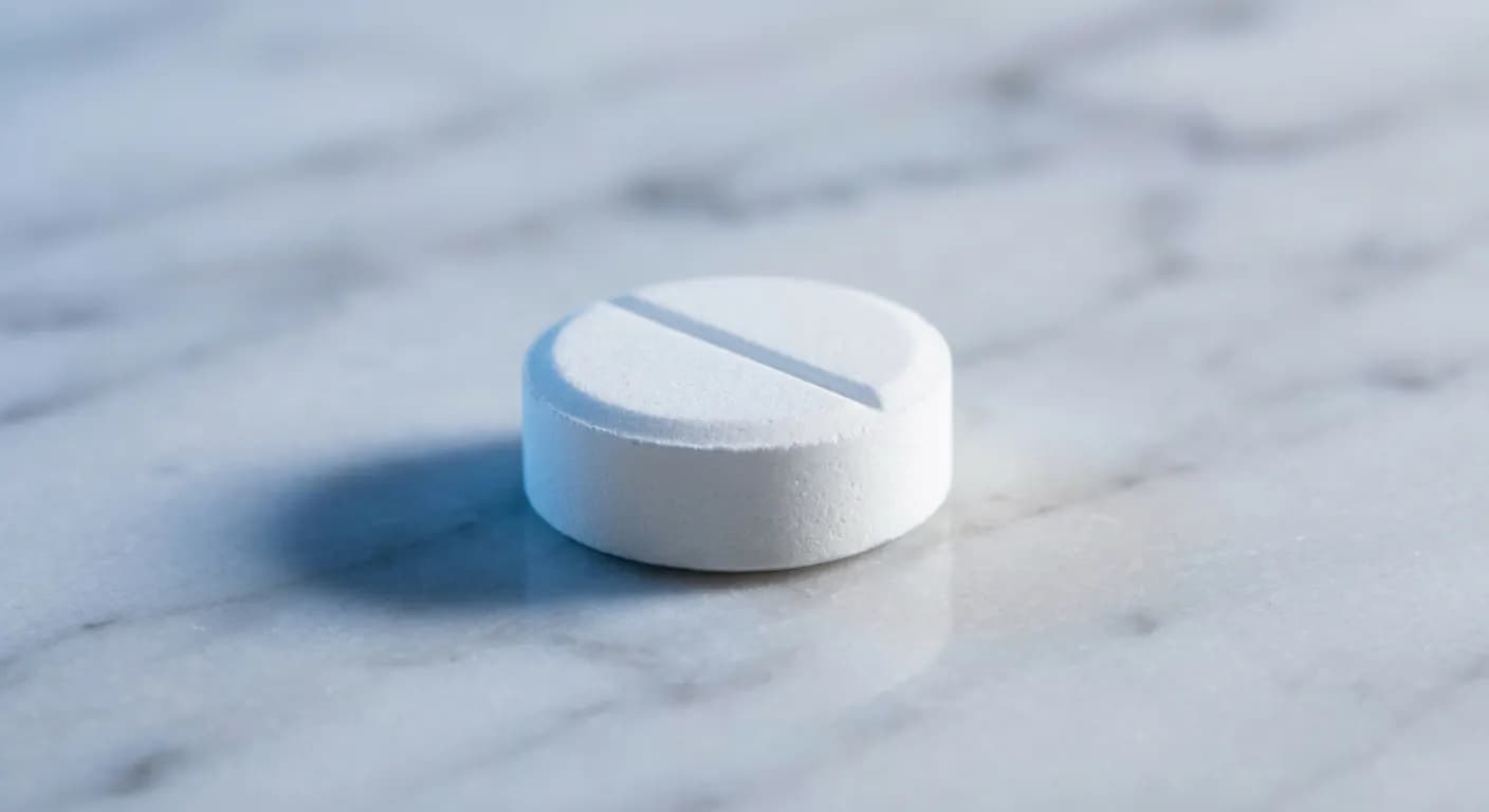 Gros plan minimaliste d'un comprimé pour le traitement de l'endométriose.