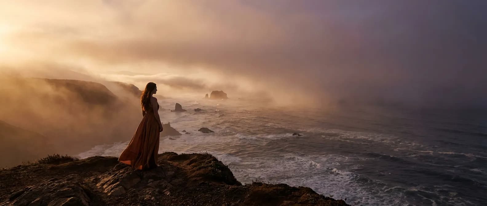 Une femme contemplant l'horizon au lever du soleil, symbolisant le renouveau après le sevrage de la sertraline