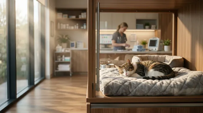 Fils résorbables chat combien de temps pour la cicatrisation Gros plan macro sur la patte d'un chat