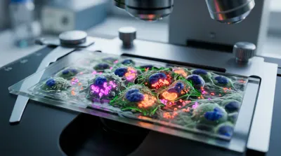 Flacon médical minimaliste sur fond sombre, symbole d'analyse biologique