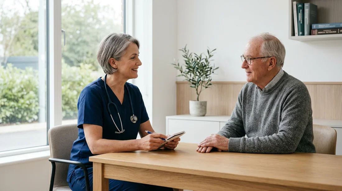 Consultation médicale attentive dans un cabinet lumineux