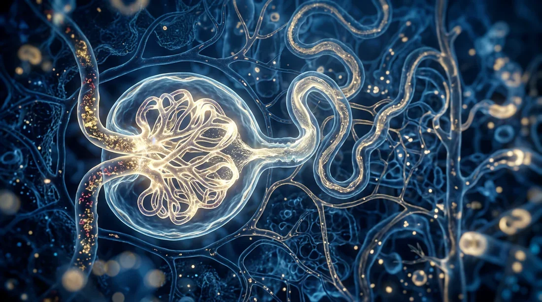 Illustration du fonctionnement rénal Représentation abstraite et cinématique du débit de filtration glomérulaire