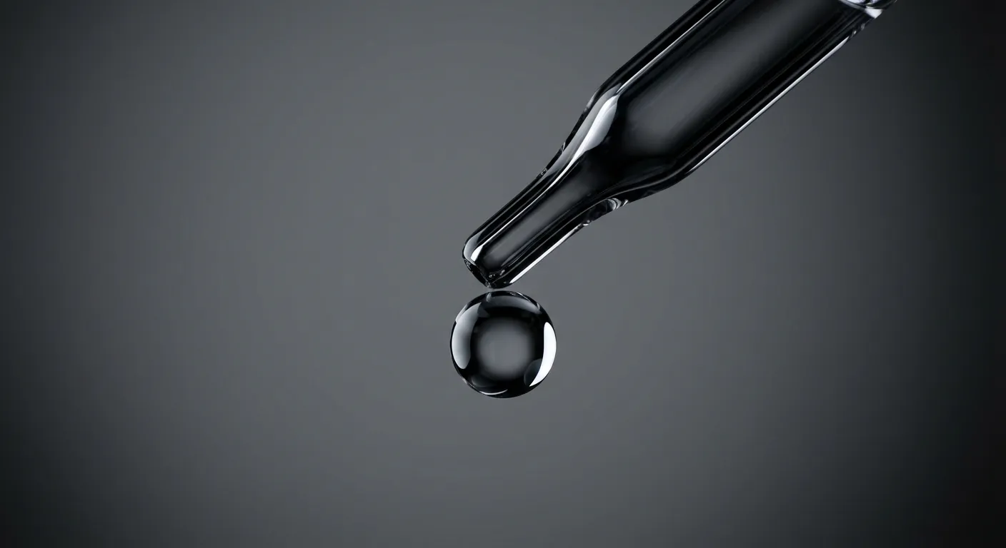 Goutte d'eau pure et cristalline illustrant la précision du soin.
