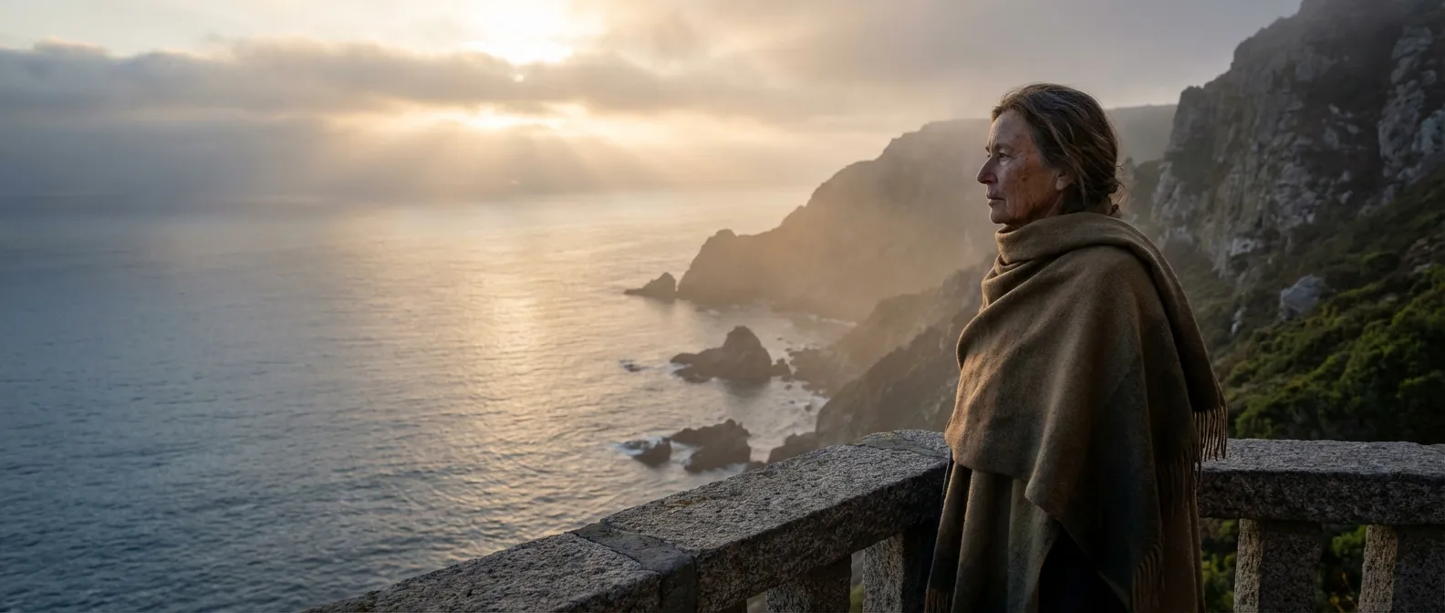 Portrait serein d'une personne senior face à un paysage, illustrant la résilience face à la sclérose en plaques après 60 ans.