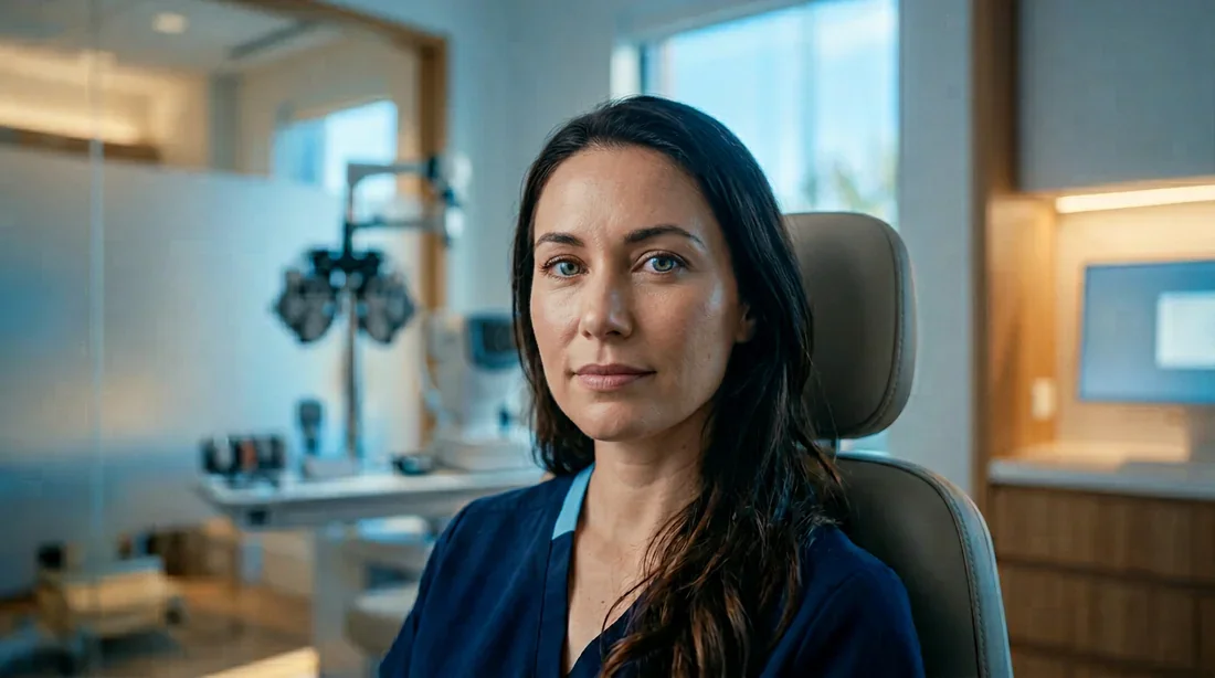 Gros plan cinématique d'un œil humain symbolisant la recherche médicale et la santé oculaire