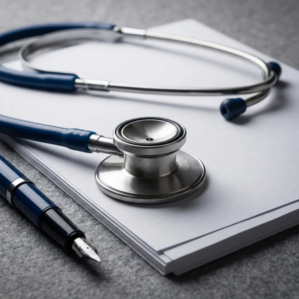 Stéthoscope sur des documents officiels pour illustrer les droits à l'invalidité.