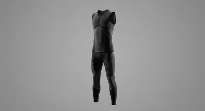 Gros plan sur la texture technique d'un soutien-gorge de compression pour homme.