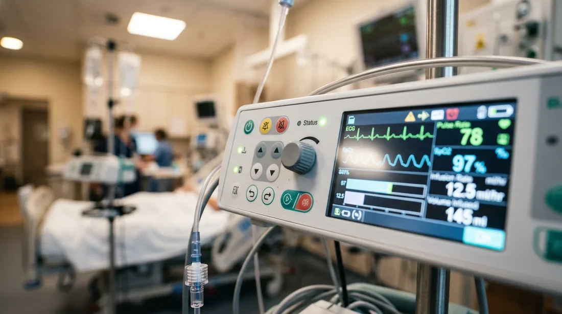 Illustration technique du processus de soin Détail macro de l'interface médicale utilisée durant un traitement