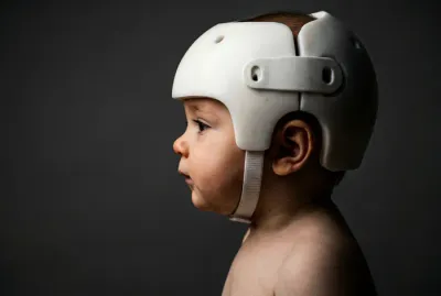 Gros plan sur un casque médical pour bébé