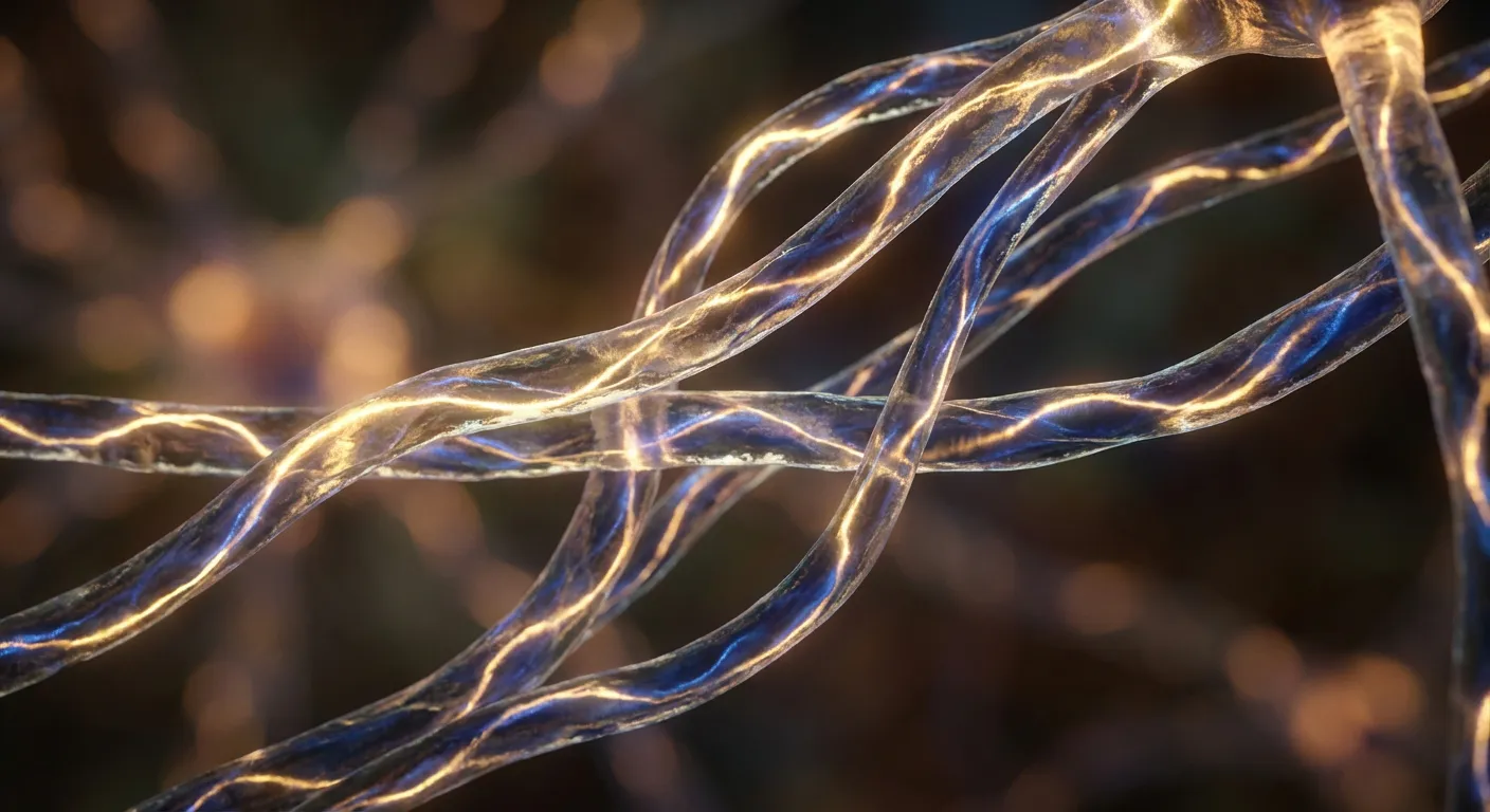 Représentation artistique et macroscopique des influx nerveux apaisés par le traitement.