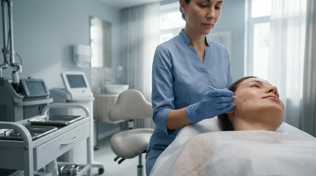Vue cinématographique d'un cabinet de dermatologie professionnel pour une épilation par électrolyse
