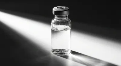 Gros plan minimaliste d'un flacon de médicament Diprostene sur fond blanc.