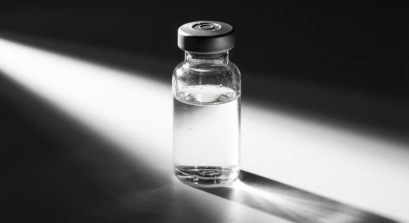 Gros plan minimaliste d'un flacon de médicament Diprostene sur fond blanc.