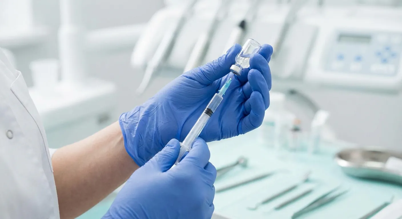 Un professionnel de santé préparant avec soin une injection de Diprostene.