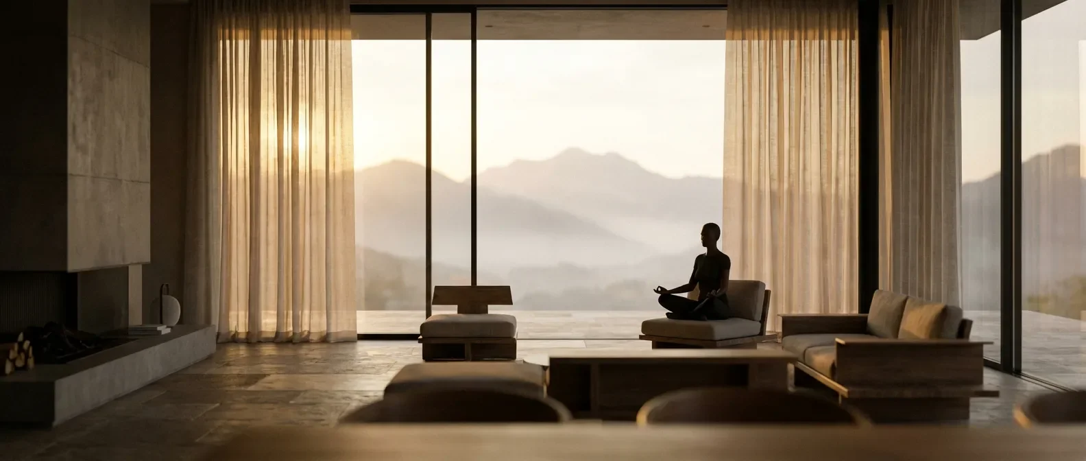 Un paysage apaisant au lever du soleil symbolisant le bien-être mental et la clarté retrouvée avec la sertraline 100mg.