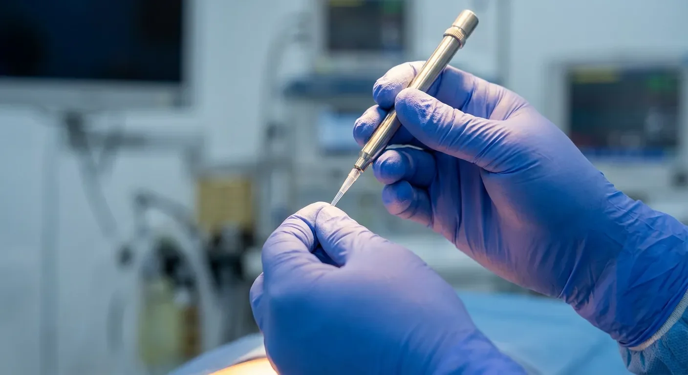 Gros plan sur l'application précise d'un traitement médical