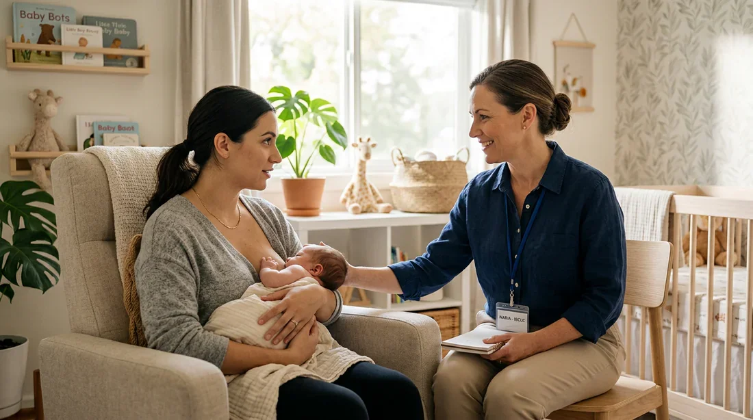 Une conseillère en lactation professionnelle en consultation