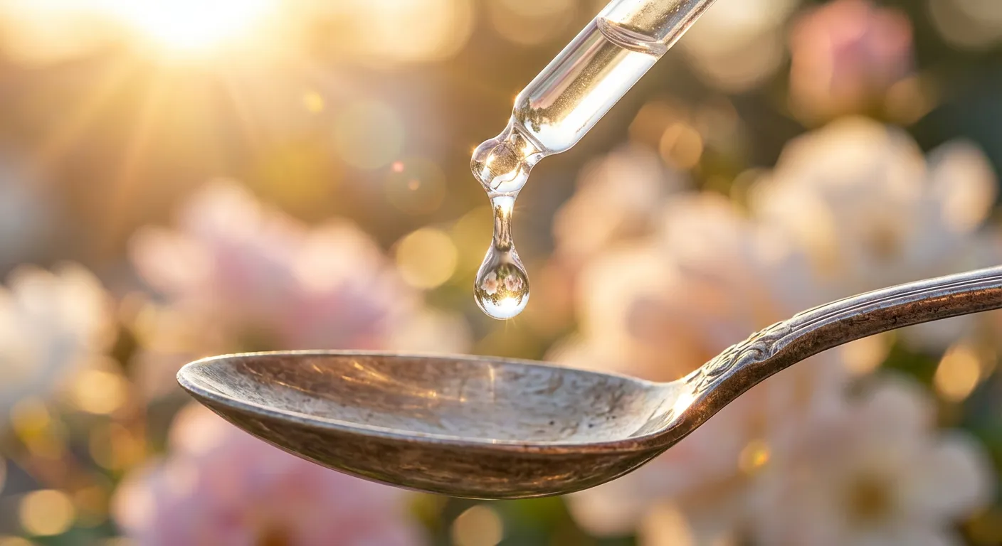 Détail macro de l'administration délicate d'un soin pour nourrisson.