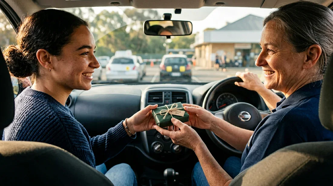 Header : Un moment de sérénité pour votre moniteur d'auto-école Un moniteur d'auto-école serein dans une voiture luxueuse