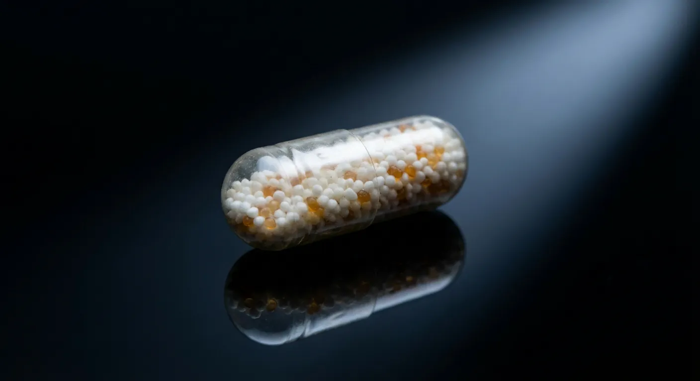 Gélule de médicament sur fond épuré illustrant le traitement par Effexor