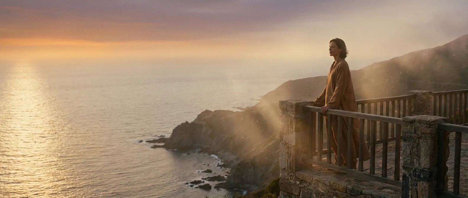 Vue cinématographique symbolisant la clarté mentale et l'équilibre après un traitement psychiatrique