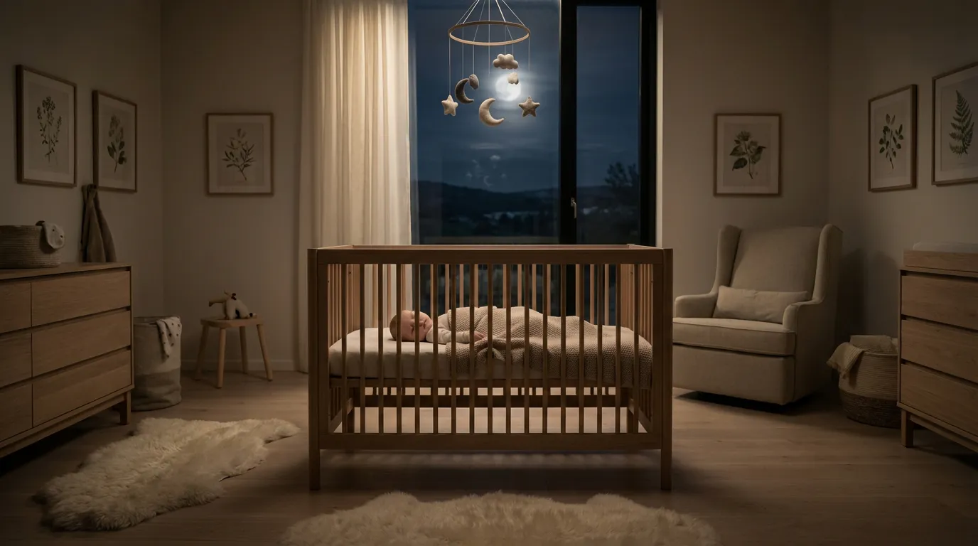 Chambre d'enfant haut de gamme illustrant les rythmes du sommeil du nourrisson.