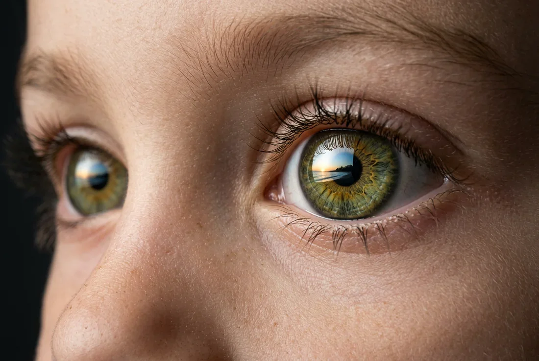 Un jeune garçon debout avec assurance dans un paysage serein au soleil couchant