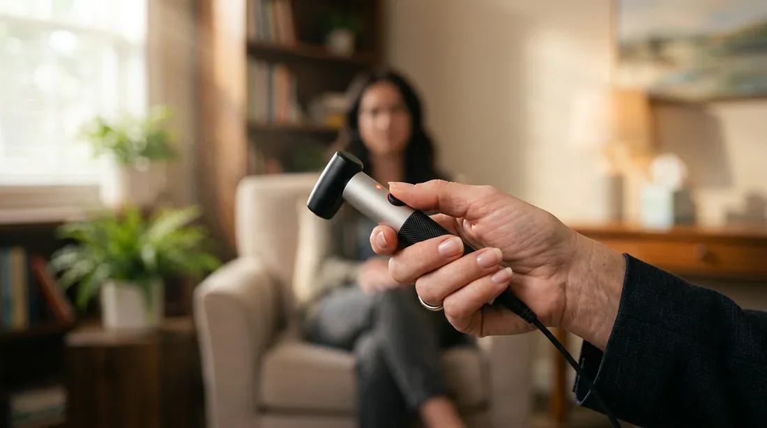 Détail macro d'un accessoire utilisé lors d'une séance EMDR