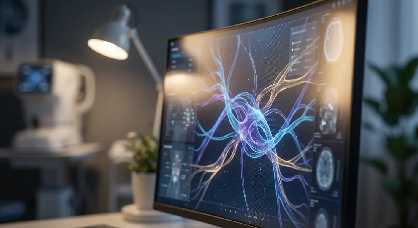 Détail d'une imagerie cérébrale haute résolution sur écran médical