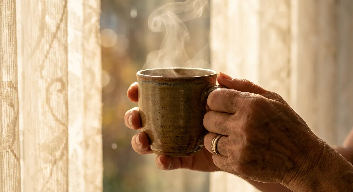 Mains serrant une tasse de thé chaude, symbolisant le stress de l'attente ACR3.